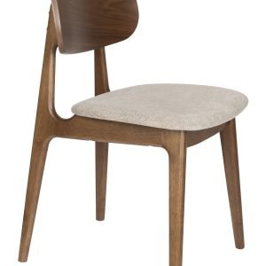 Dutchbone Eetkamerstoel Marais Geweven stof en hout - Beige/Hout