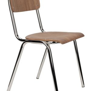 Zuiver Eetkamerstoel Back to School Walnoot en chroom