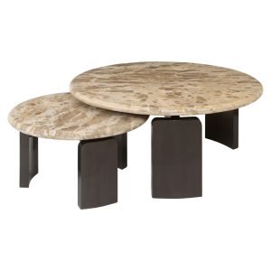 Richmond Salontafel Bayonne Marmer - Bronze, Set van 2 stuks - Rond