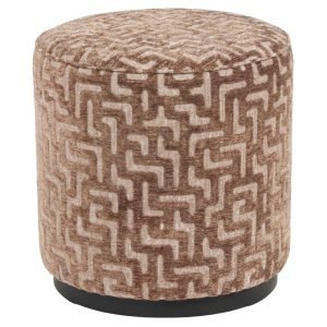 Richmond Poef Lexie Labyrinth, Ø45cm - Bruin