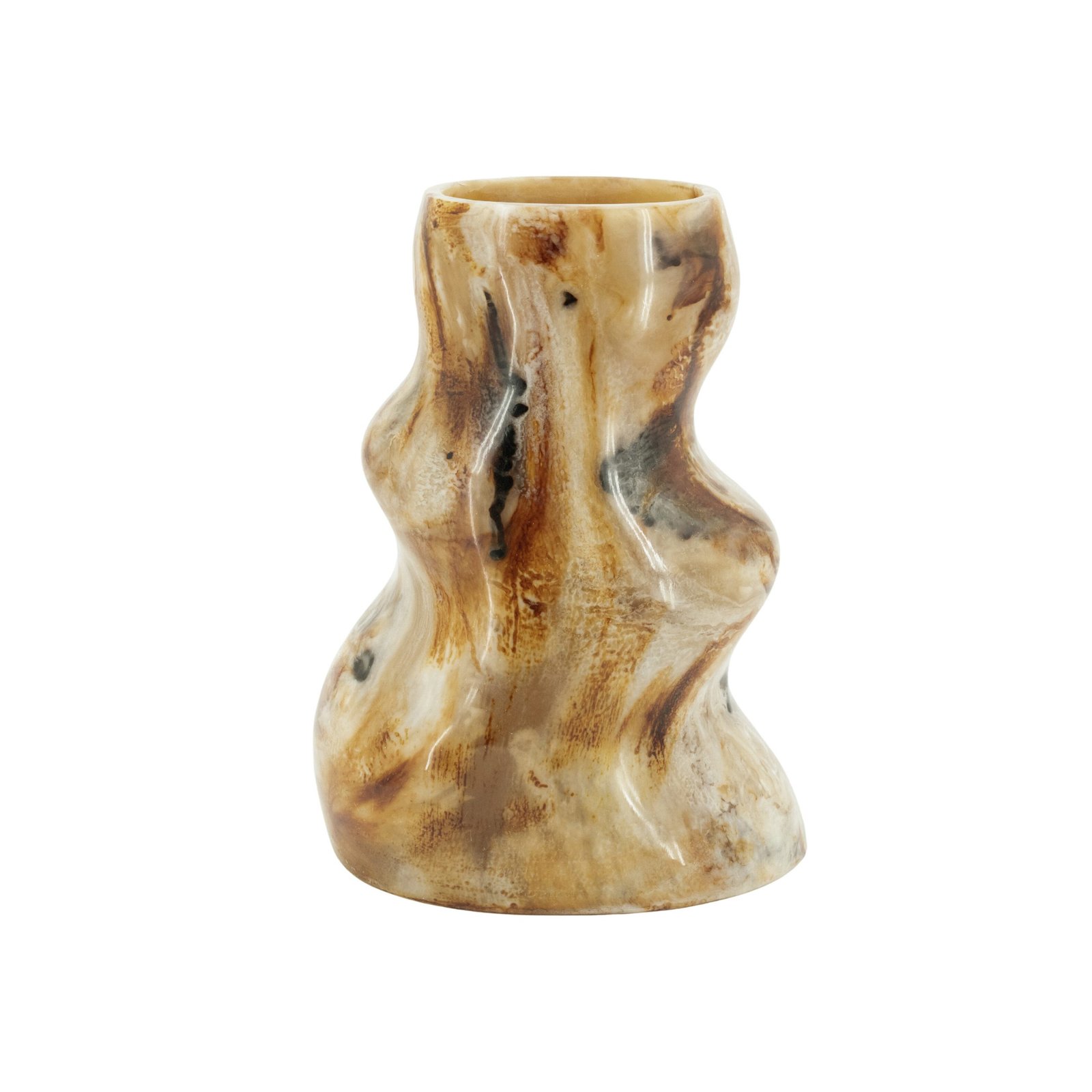 By-Boo Vaas Stonea Marmerlook, 26cm - Bruin 1 By-Boo Vaas Stonea Marmerlook, 26cm - Bruin