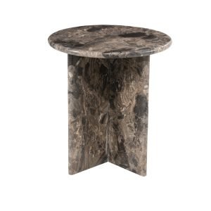 By-Boo Ronde Bijzettafel Circa Marmer, 42cm - Bruin