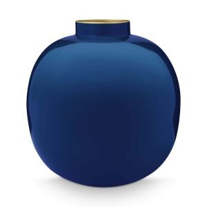 Pip Studio Metalen Vaas Donkerblauw 23 cm - Officiële Webshop