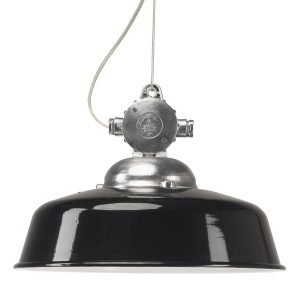Hanglamp aan ketting Detroit Industrie Aluminium met Zwarte Deksel