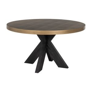 Richmond Ronde Eettafel Bloomville Segrijn Lederlook, Ø140cm - Bruin