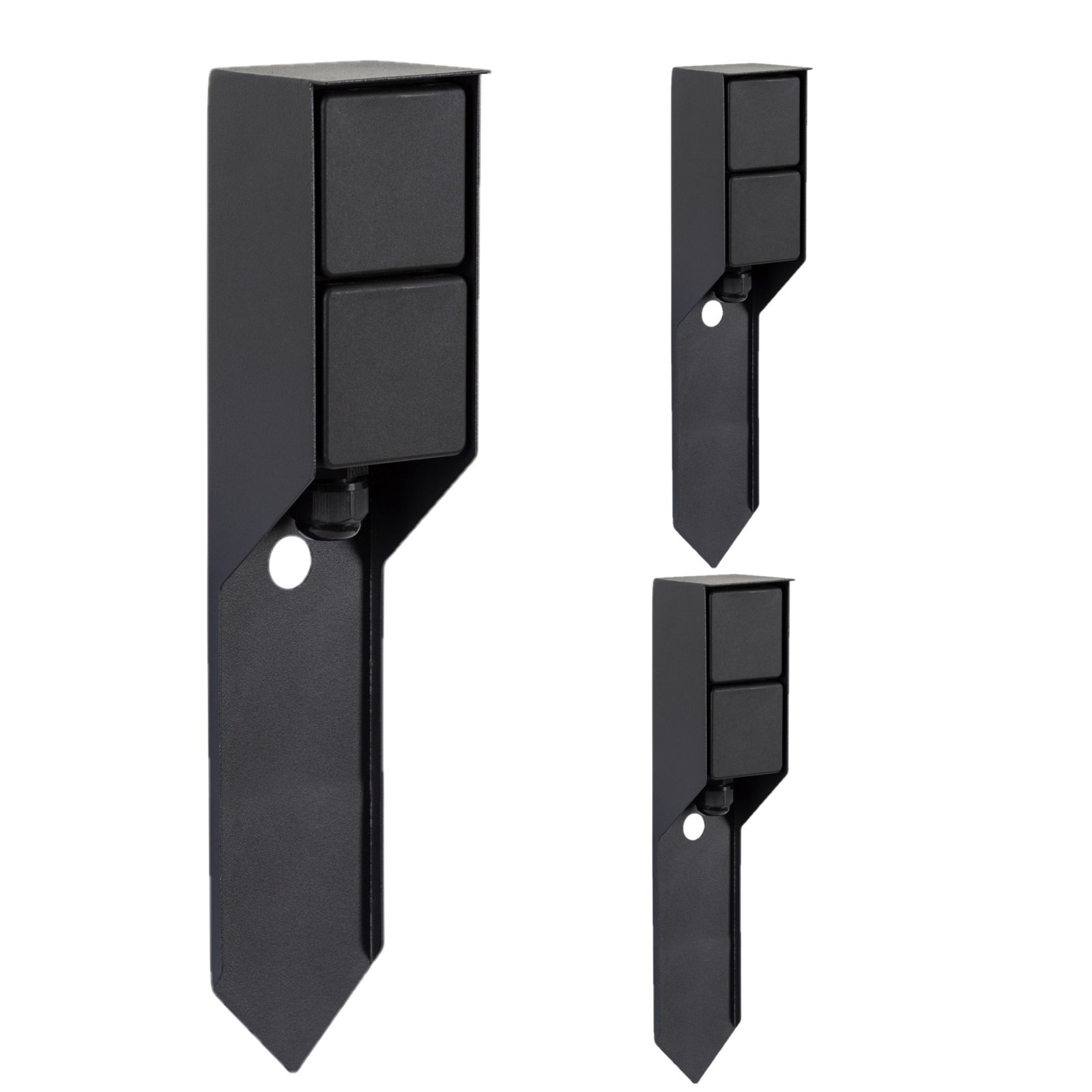 Set van 3 Buitenstopcontact Double Spike Tuinstopcontact Zwart 1 Set van 3 Buitenstopcontact Double Spike Tuinstopcontact Zwart