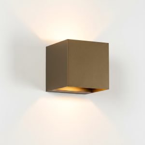 Shift Up en Down Muurlamp Brons kubus met LED