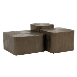 Eleonora Salontafel Silva Metaal en MDF, Set van 3 stuks - Bruin - Vierkant