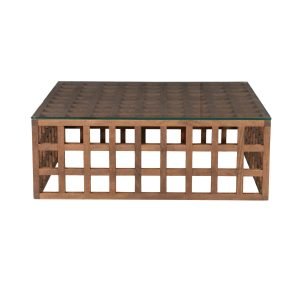 Eleonora Vierkante Salontafel Heras Mangohout en glas, 90 x 90cm - Bruin
