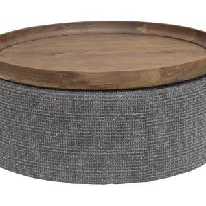Tower Living Ronde Salontafel Ossana Mangohout en stof, 80cm - Grijs