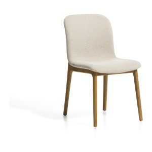 Kave Home Eetkamerstoel Elnor Chenille en eiken - Beige