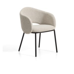 Kave Home Eetkamerstoel Maina Chenille - Beige/Zwart