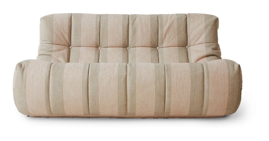 HKliving Bank Lazy Lodge stof, 158cm - Beige gestreept 1 HKliving Bank Lazy Lodge stof, 158cm - Beige gestreept
