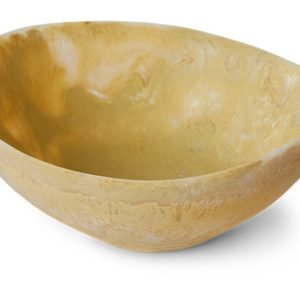 HKliving Schaal Patio Marmerlook, Ø22cm - Mosterdgeel - Organisch
