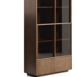 Kave Home Vitrinekast Helvine Essen en glas, 174 x 100cm - Bruin