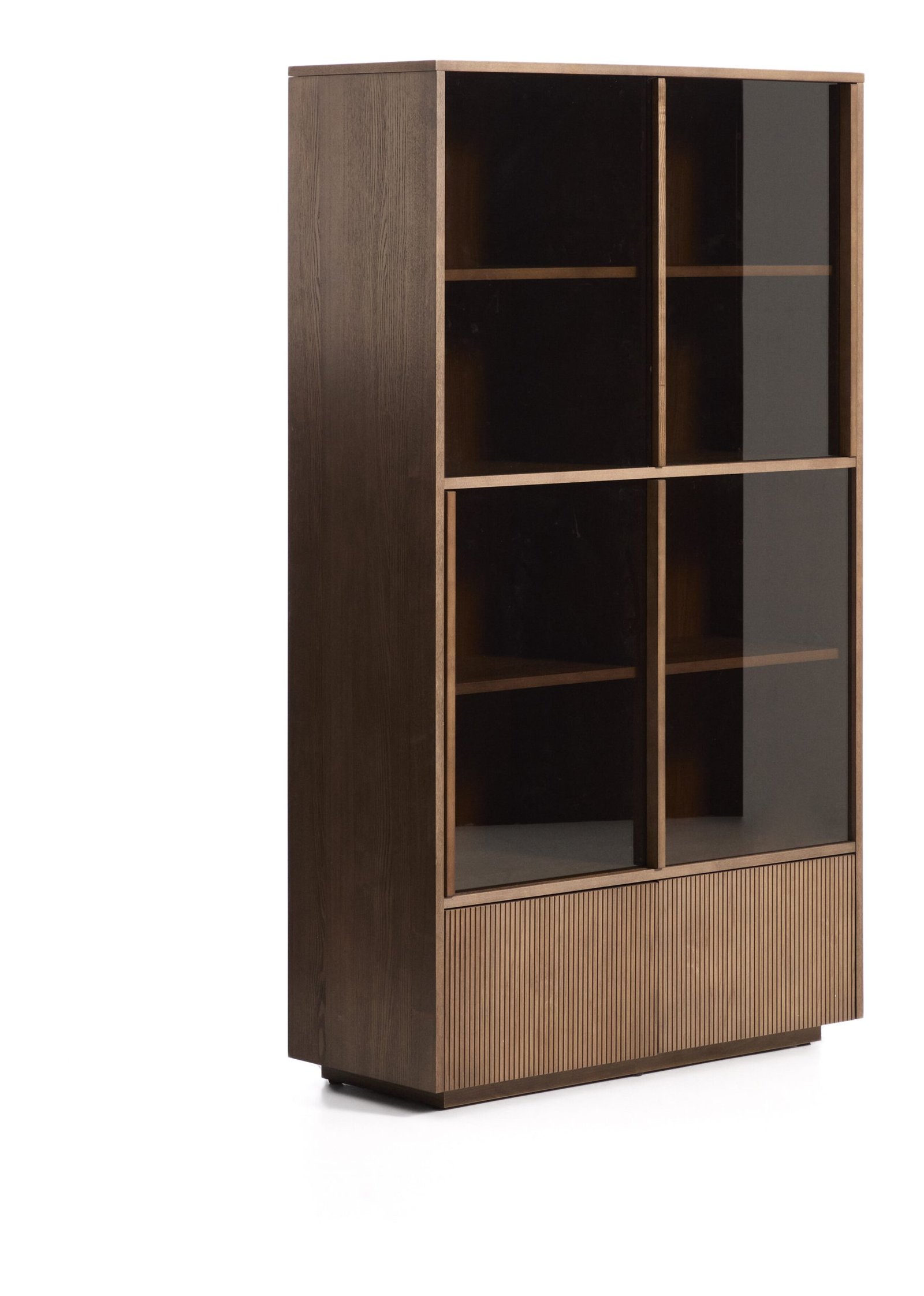 Kave Home Vitrinekast Helvine Essen en glas, 174 x 100cm - Bruin 1 Kave Home Vitrinekast Helvine Essen en glas, 174 x 100cm - Bruin