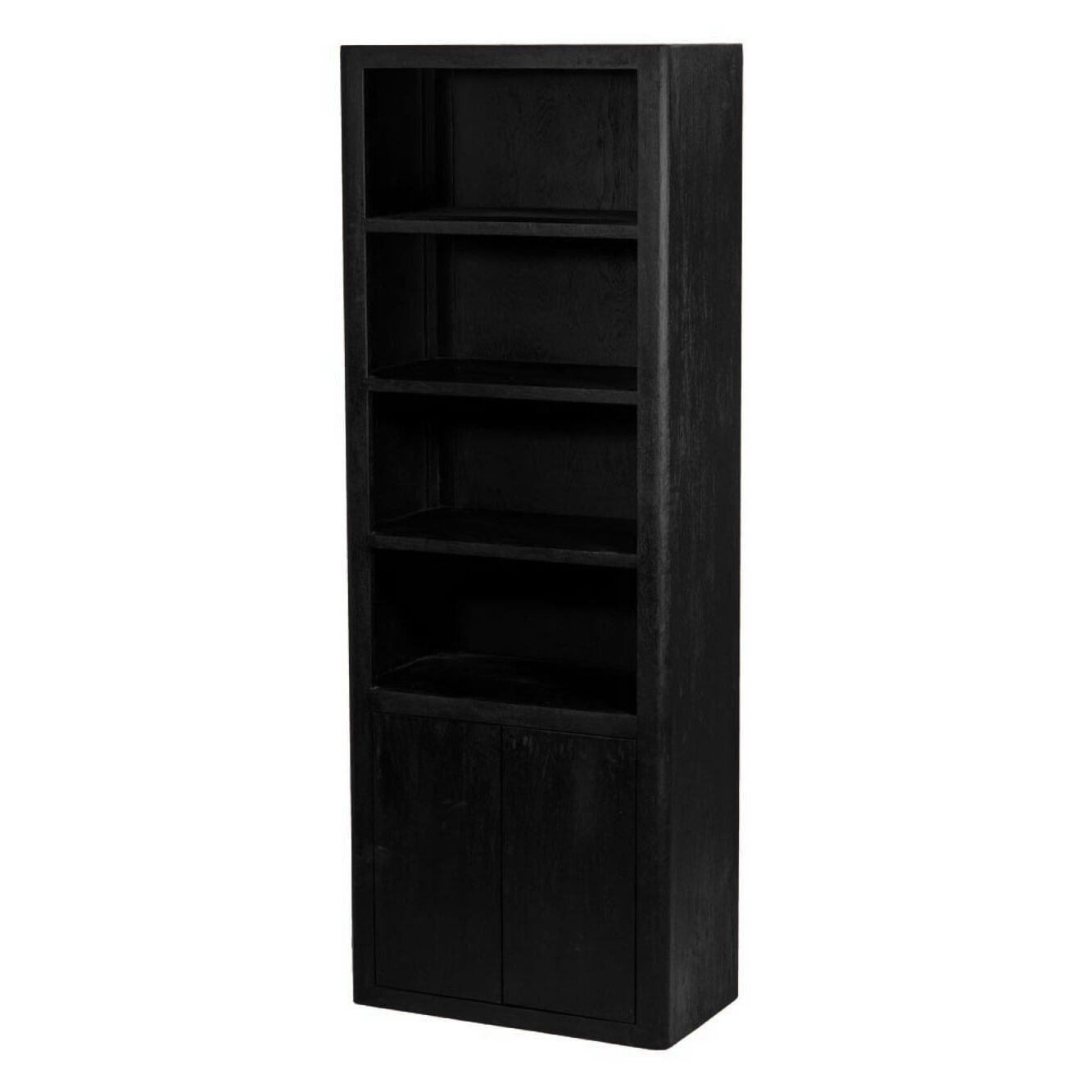 Tower Living Wandkast Tenna Mangohout, Met 4 open vakken, 220 x 80cm - Zwart 1 Tower Living Wandkast Tenna Mangohout, Met 4 open vakken, 220 x 80cm - Zwart