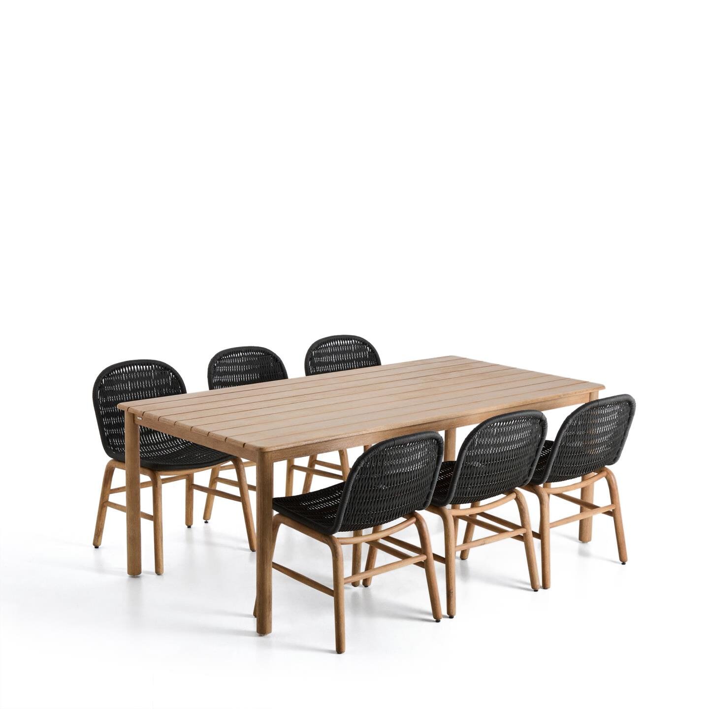 Kave Home Tuinset Met Sori tuintafel en 6 Alipa stoelen, 200 x 100cm - Donkergrijs 1 Kave Home Tuinset Met Sori tuintafel en 6 Alipa stoelen, 200 x 100cm - Donkergrijs