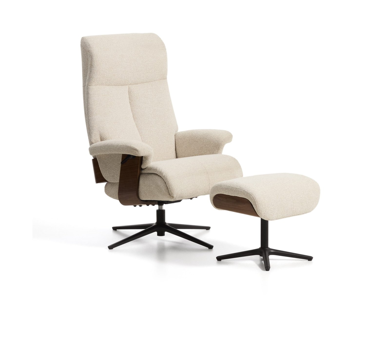 Kave Home Relaxfauteuil Toriel Bouclé - Beige/Zwart 1 Kave Home Relaxfauteuil Toriel Bouclé - Beige/Zwart