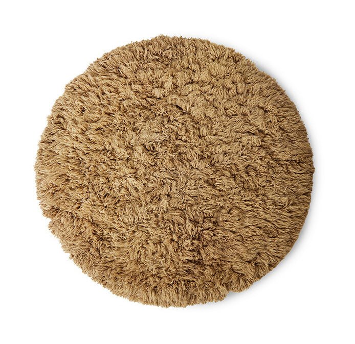 HKliving Rond Vloerkleed Fluffy Wol, Ø200cm - Caramel 1 HKliving Rond Vloerkleed Fluffy Wol, Ø200cm - Caramel