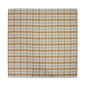 HKliving Tafelkleed Vida check Linnen, 180 x 180cm - Amber/Blauw