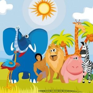 Fotobehang - Africa Animals 225x250cm - Vliesbehang