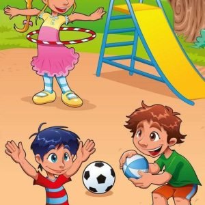 Fotobehang - Kids in Playground 150x250cm - Vliesbehang