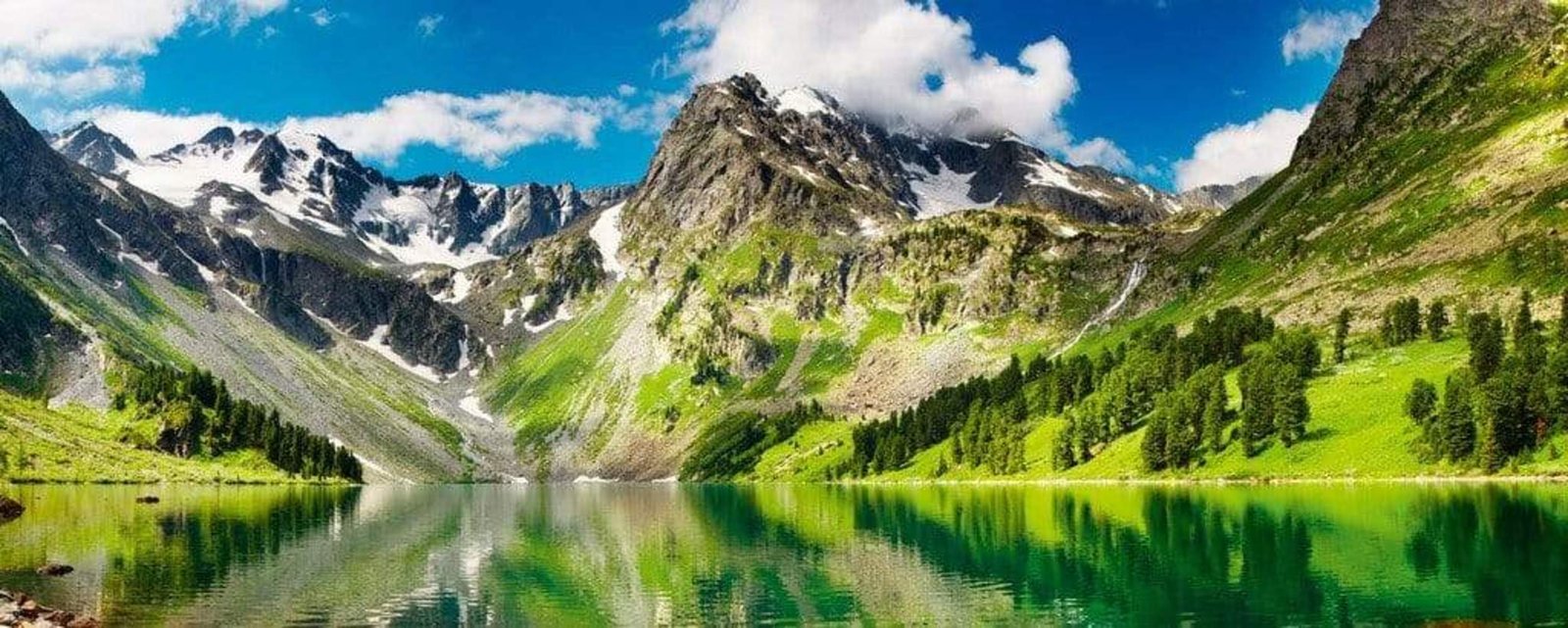 Fotobehang - Lake 375x150cm - Vliesbehang 1 Fotobehang - Lake 375x150cm - Vliesbehang