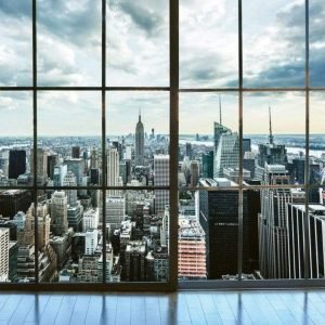 Fotobehang - Manhattan Window View 375x250cm - Vliesbehang