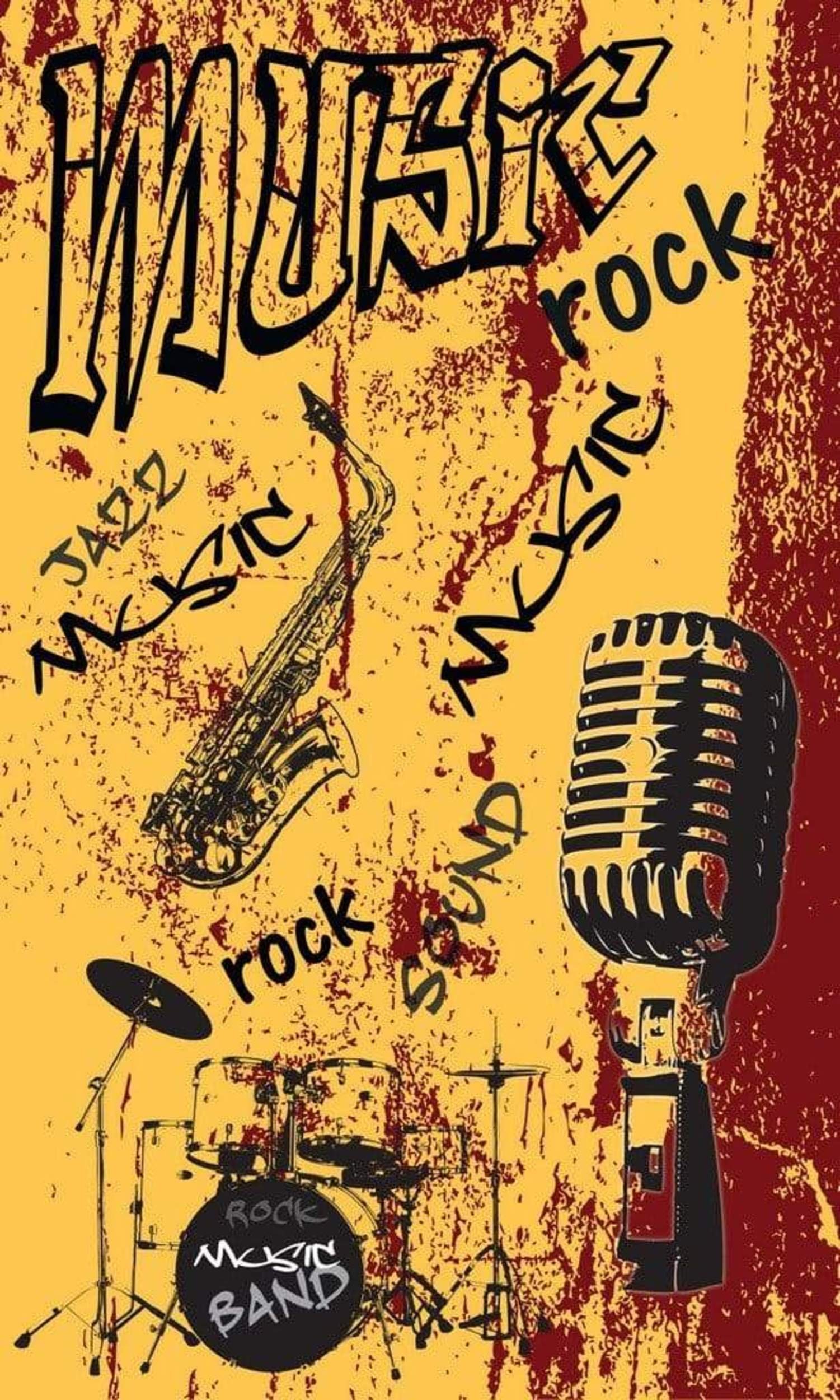 Fotobehang - Music Orange 150x250cm - Vliesbehang 1 Fotobehang - Music Orange 150x250cm - Vliesbehang