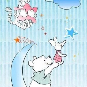 Fotobehang - Winnie Pooh Piglet and Stars 100x280cm - Vliesbehang