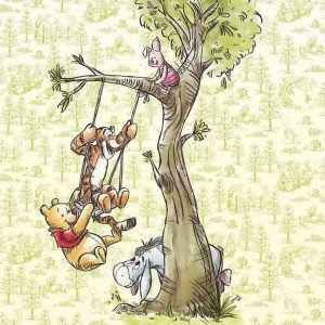 Fotobehang - Winnie Pooh in the wood 200x280cm - Vliesbehang