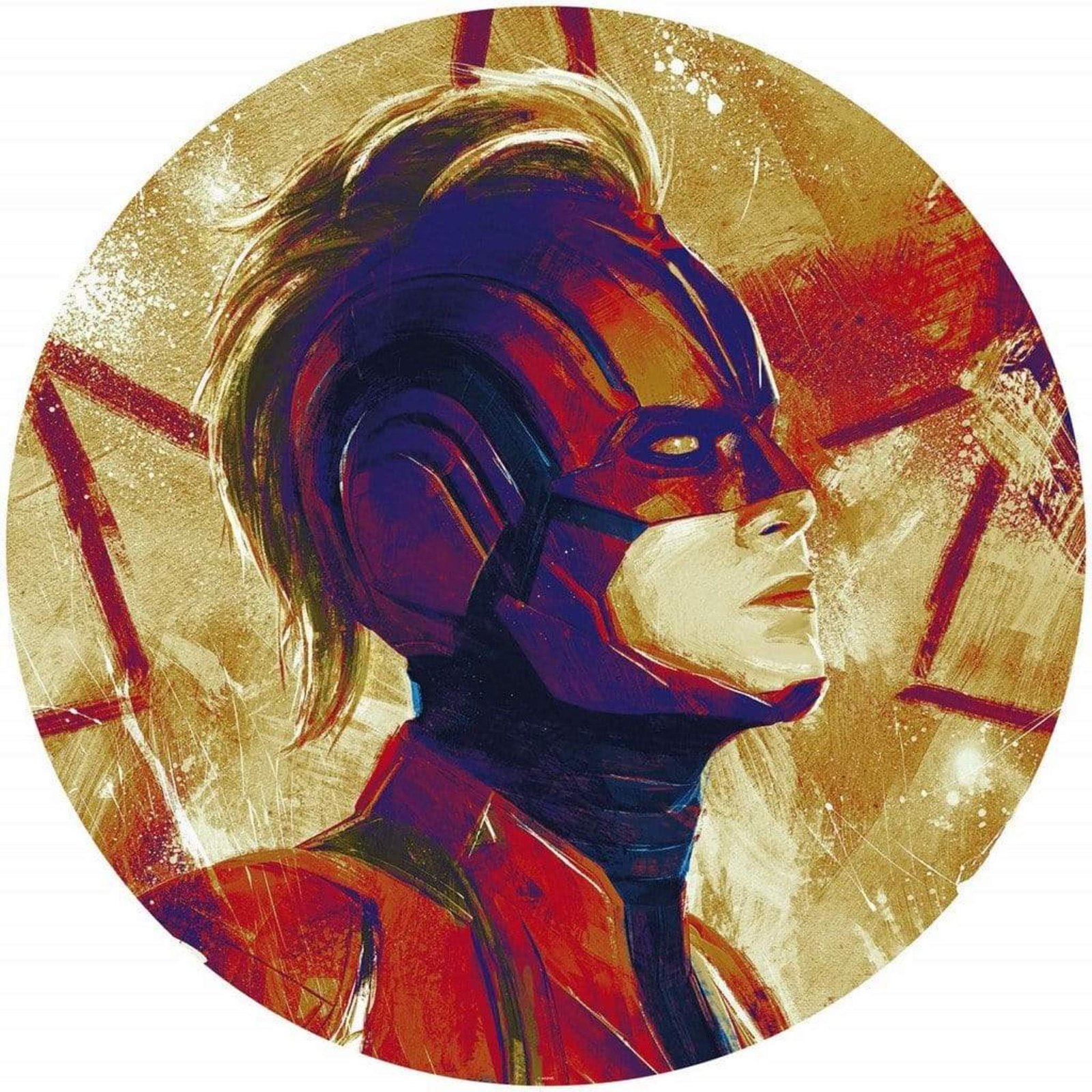 Fotobehang - Avengers Painting Captain Marvel Helmet 125x125cm - Rond - Vliesbehang - Zelfklevend 1 Fotobehang - Avengers Painting Captain Marvel Helmet 125x125cm - Rond - Vliesbehang - Zelfklevend