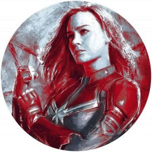 Fotobehang - Avengers Painting Captain Marvel 125x125cm - Rond - Vliesbehang - Zelfklevend