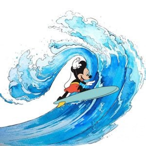 Fotobehang - Mickey Surfing 300x280cm - Vliesbehang