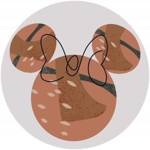 Fotobehang - Minnie Terra 125x125cm - Rond - Vliesbehang - Zelfklevend