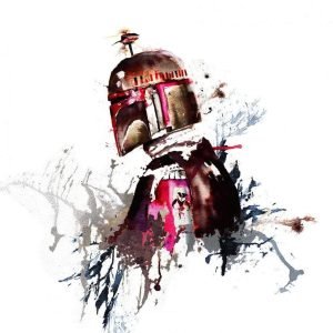 Fotobehang - Star Wars Watercolor Boba Fett 250x280cm - Vliesbehang