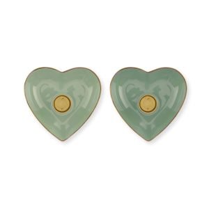 Pip Studio Set/2 Kaarsenhouders Metaal Hart Groen - Officiële Webshop