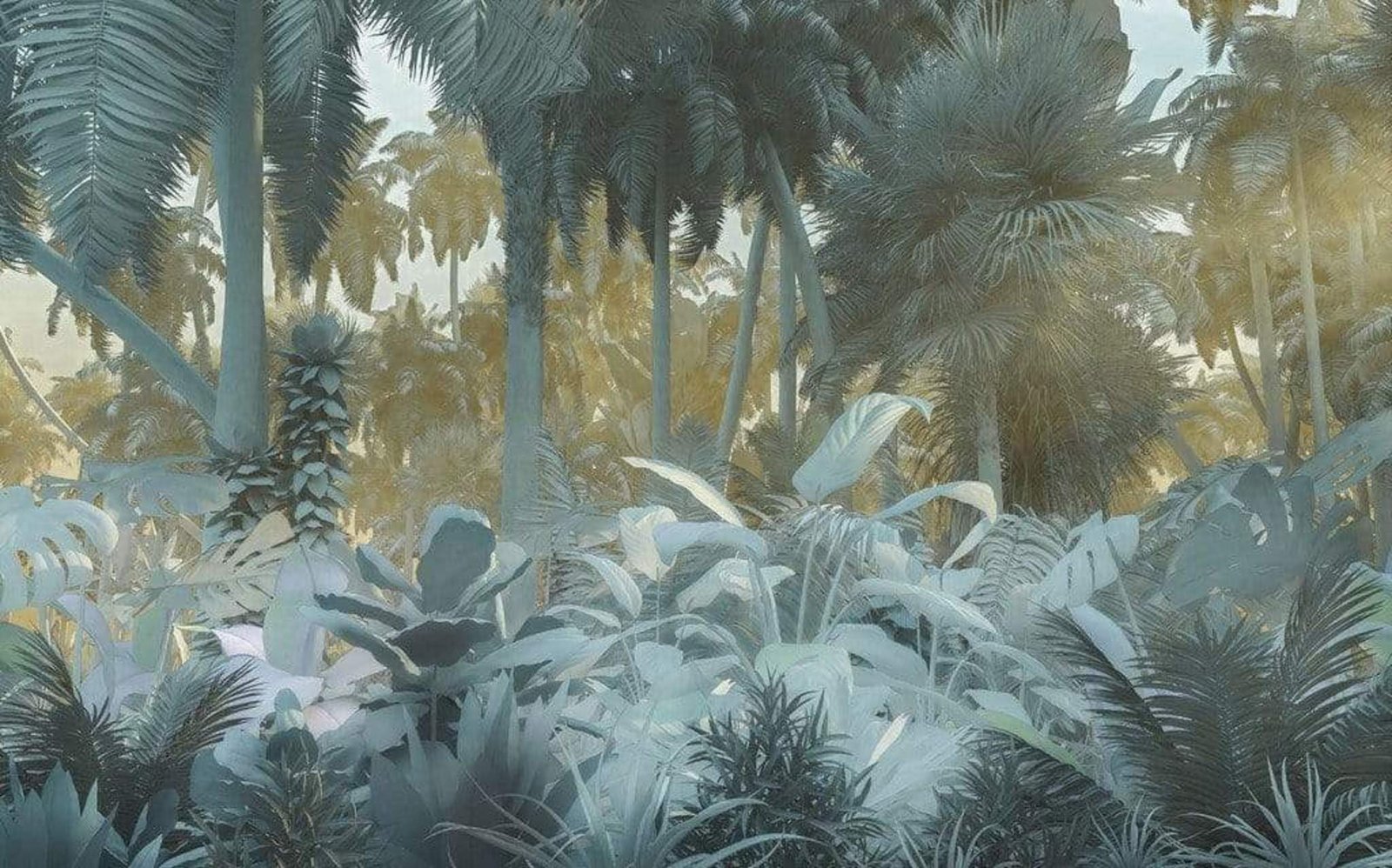 Fotobehang - Misty Jungle 400x250cm - Vliesbehang 1 Fotobehang - Misty Jungle 400x250cm - Vliesbehang