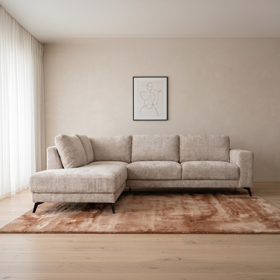 LABEL51 Hoekbank Luxor Links, 262cm, Chenille - Naturel 1 LABEL51 Hoekbank Luxor Links, 262cm, Chenille - Naturel